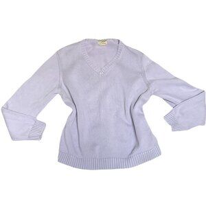 LL Bean Womens Sz M/L V-Neck Pullover Sweater Lavender Purple 1532X